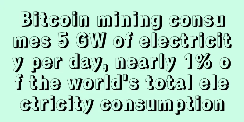 Bitcoin mining consumes 5 GW of electricity per day, nearly 1% of the world's total electricity consumption