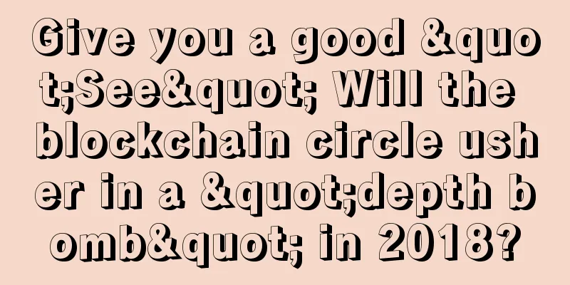 Give you a good "See" Will the blockchain circle usher in a "depth bomb" in 2018?