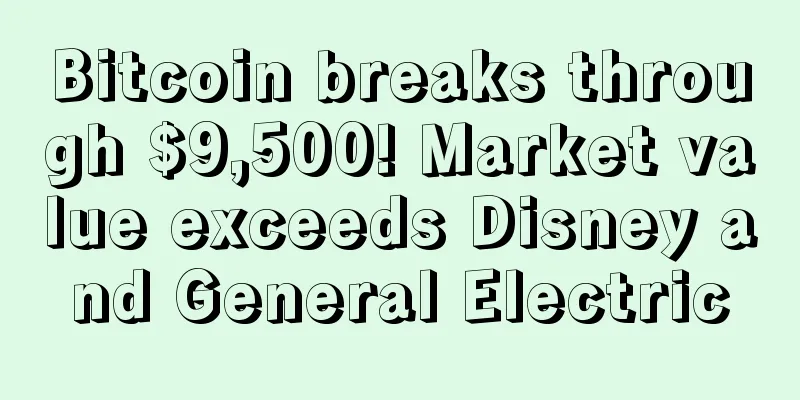 Bitcoin breaks through $9,500! Market value exceeds Disney and General Electric