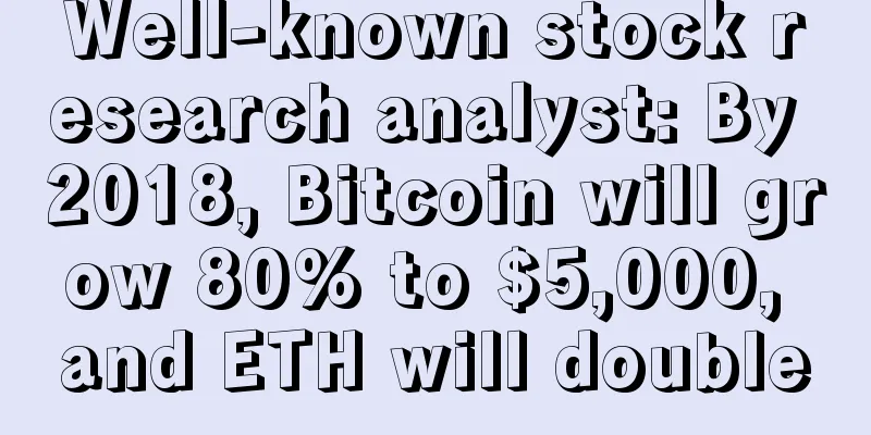Well-known stock research analyst: By 2018, Bitcoin will grow 80% to $5,000, and ETH will double