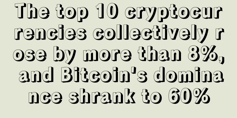 The top 10 cryptocurrencies collectively rose by more than 8%, and Bitcoin's dominance shrank to 60%