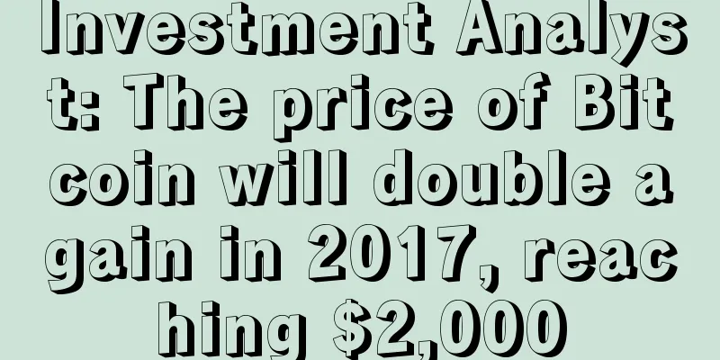 Investment Analyst: The price of Bitcoin will double again in 2017, reaching $2,000