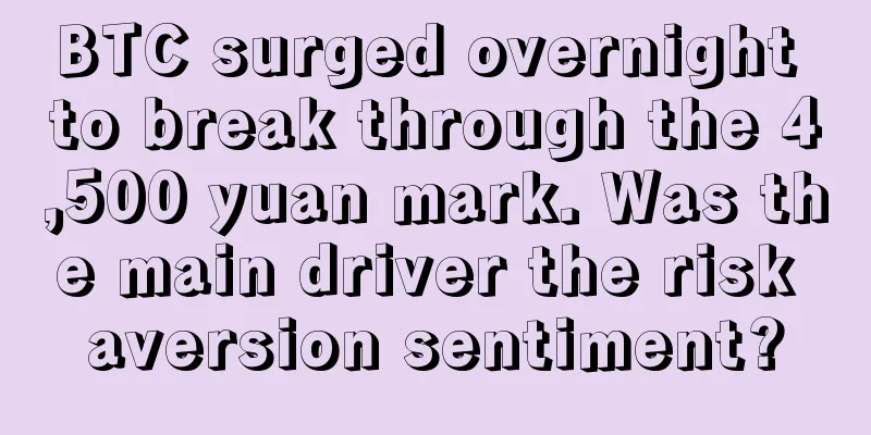 BTC surged overnight to break through the 4,500 yuan mark. Was the main driver the risk aversion sentiment?