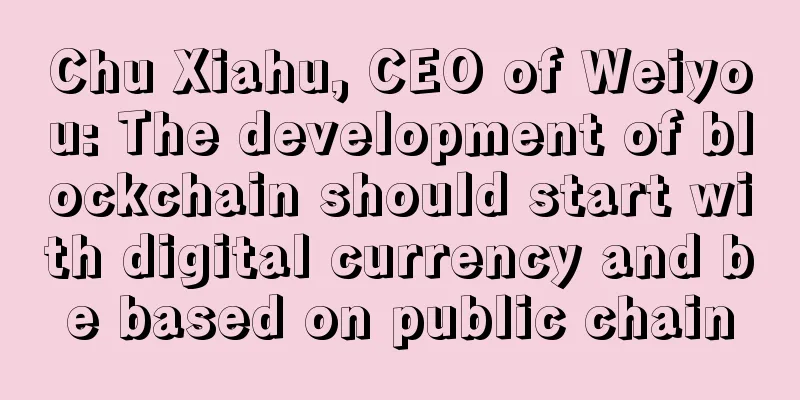 Chu Xiahu, CEO of Weiyou: The development of blockchain should start with digital currency and be based on public chain