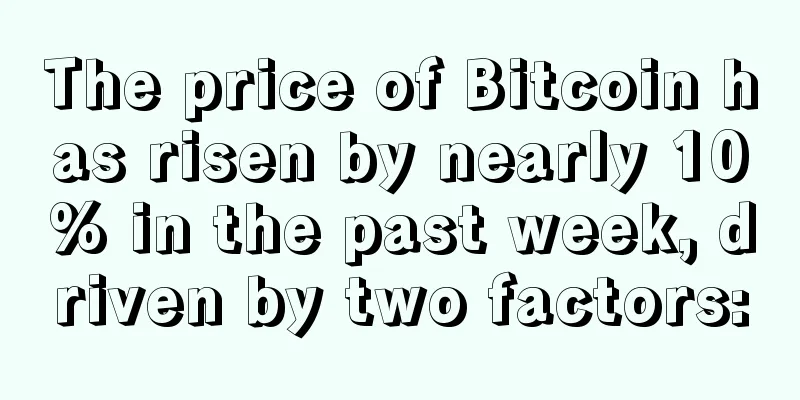 The price of Bitcoin has risen by nearly 10% in the past week, driven by two factors:
