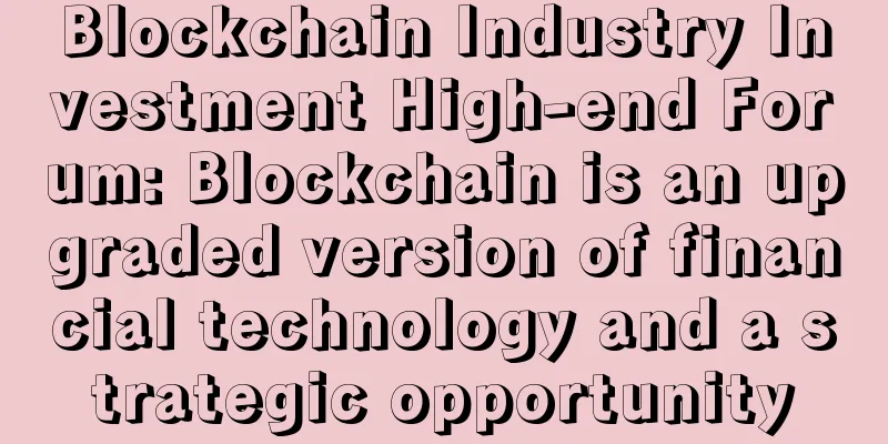 Blockchain Industry Investment High-end Forum: Blockchain is an upgraded version of financial technology and a strategic opportunity