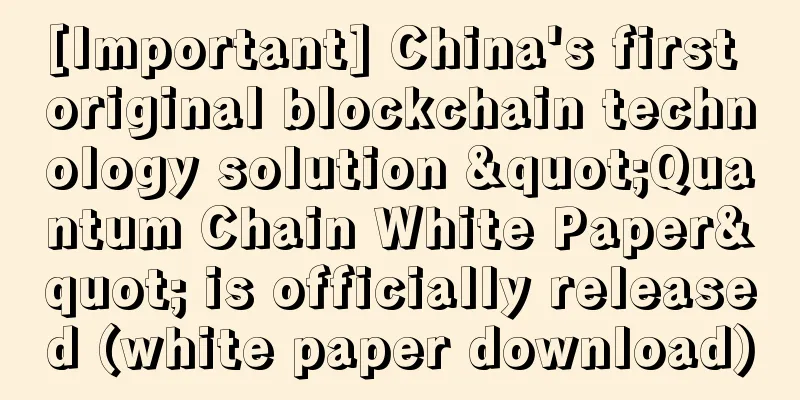 [Important] China's first original blockchain technology solution "Quantum Chain White Paper" is officially released (white paper download)