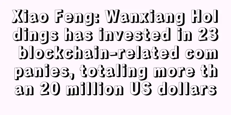 Xiao Feng: Wanxiang Holdings has invested in 23 blockchain-related companies, totaling more than 20 million US dollars