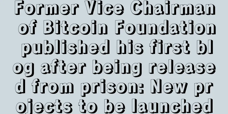 Former Vice Chairman of Bitcoin Foundation published his first blog after being released from prison: New projects to be launched