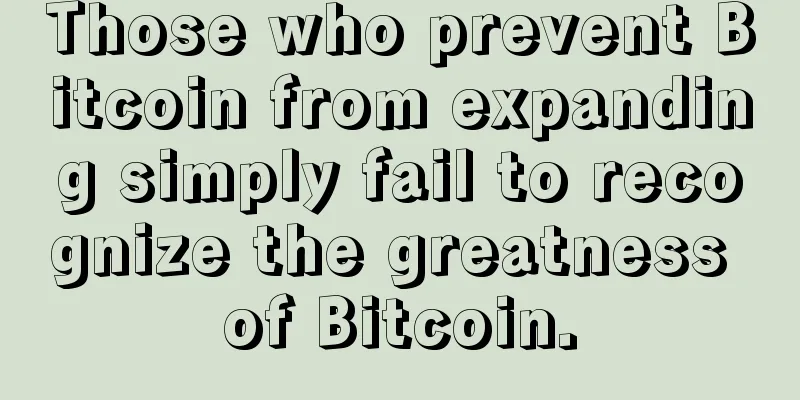 Those who prevent Bitcoin from expanding simply fail to recognize the greatness of Bitcoin.