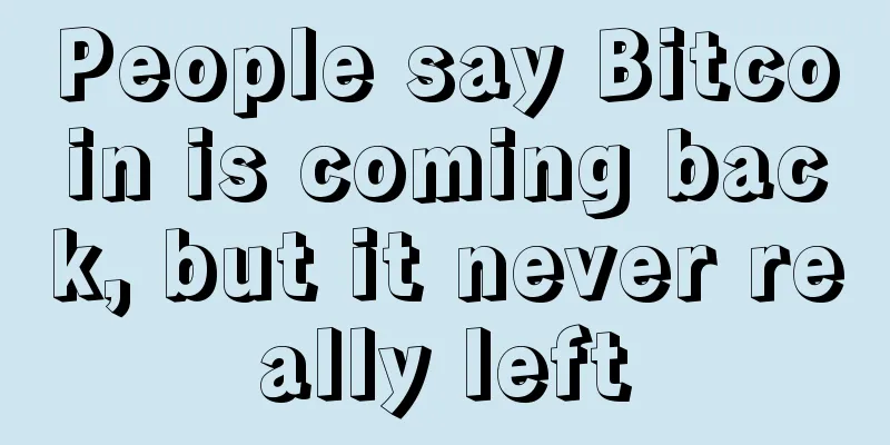 People say Bitcoin is coming back, but it never really left