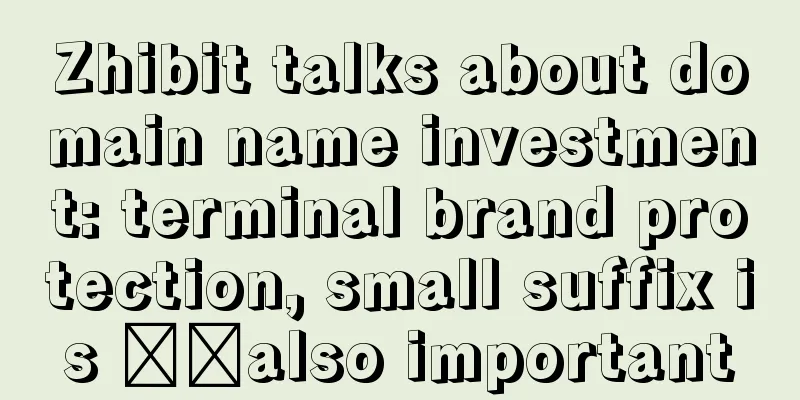 Zhibit talks about domain name investment: terminal brand protection, small suffix is ​​also important