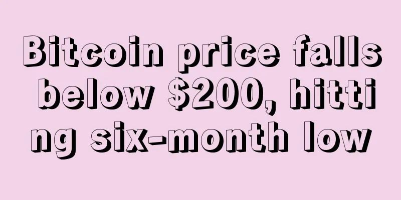 Bitcoin price falls below $200, hitting six-month low